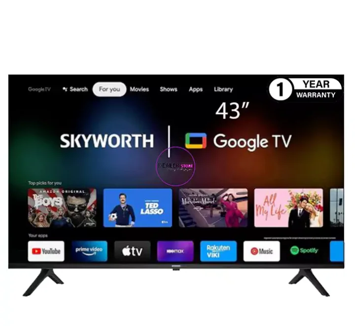 Skyworth 43G6500H 43-Inch 4K UHD Smart Google TV – HDR10, Dolby Audio & Bidirectional Bluetooth 5.1