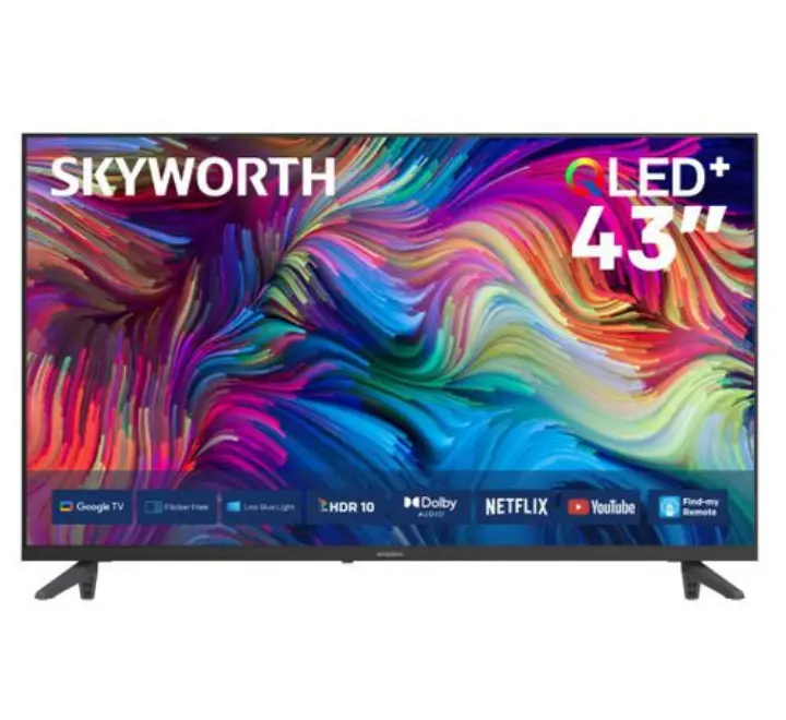 Skyworth 43Q5600H 43-Inch QLED Full HD Smart Google TV – Prolonged Vivid QLED+, Dolby Audio & Find-My-Remote