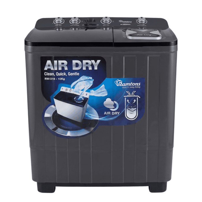 Twin Tub Semi-Automatic Washing Machine 10KG Wash / 6KG Spin – Air Dry Technology & Rat-Proof Base (RW/215)